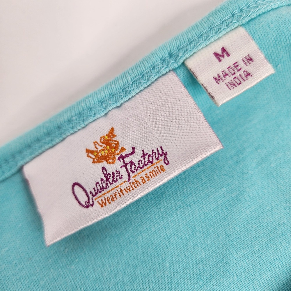 Quacker Factory Top Women's Medium 3/4 Sleeve Beaded Blue - Picture 4 of 6